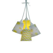 Lustre Pendente Bebê Nuvens e Carneirinhos Cinza e Amarelo