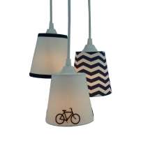 Lustre Pendente Bicicleta Chevron Azul Marinho e Branco