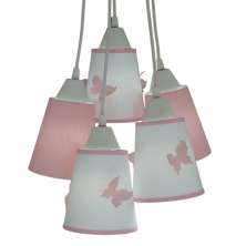 Lustre Pendente Borboletas Rosa e Branco Bivolt