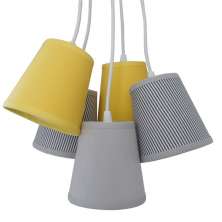 Lustre Pendente Cacho Azul Amarelo e Cinza