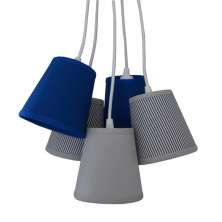 Lustre Pendente Cacho Azul Bic e Cinza