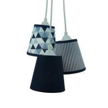 Lustre Pendente Cacho Bebê Geométrico Azul Marinho e Branco