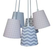 Lustre Pendente Cacho Bebê Pied Poule Rosa e Cinza