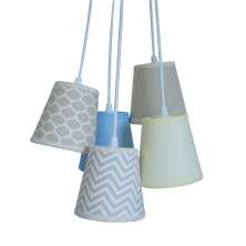 Lustre Pendente Cacho Chevron Bege, Azul e Amarelo