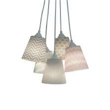 Lustre Pendente Cacho Chevron Rosa e Chevron Azul