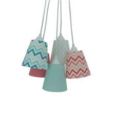 Lustre Pendente Cacho Chevron Verde e Coral