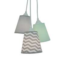 Lustre Pendente Cacho Chevron e Piquet Verde Água