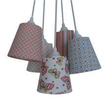 Lustre Pendente Cacho Estampado Borboletas Rose e Azul