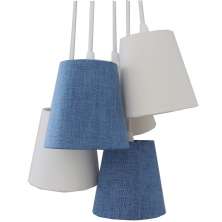 Lustre Pendente Cacho Jeans Azul e Bege