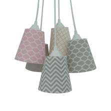 Lustre Pendente Cacho Menina Colmeia Cinza e Rosa