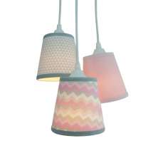 Lustre Pendente Cacho Menina Cor de Rosa Chevron