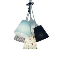 Lustre Pendente Cacho Menino Avião Tons de Azul e Branco
