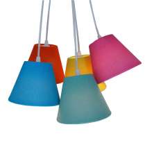 Lustre Pendente Cacho Mix Bouclé 5 Cúpulas Coloridas