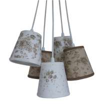 Lustre Pendente Cacho Mix Floral Bege e Marrom