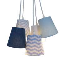 Lustre Pendente Cacho Mix Jeans e Chevron Azul