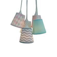Lustre Pendente Cacho Mix Rosa, Cinza e Verde Água