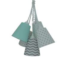 Lustre Pendente Cacho Quarto Bebê Cinza, Branco e Verde Água