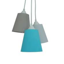 Lustre Pendente Cacho Tons de Cinza e Azul