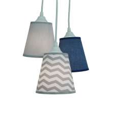 Lustre Pendente Cacho Triplo Chevron Cinza e Jeans