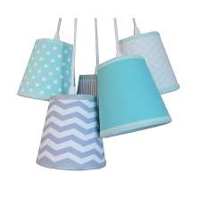 Lustre Pendente Chevron Cinza e Verde Água