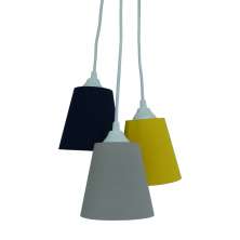 Lustre Pendente Infantil Cinza, Azul Marinho e Amarelo