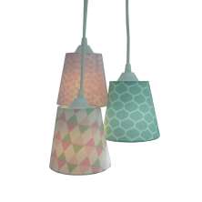 Lustre Pendente Infantil Colmeia e Triângulos Verde e Rosa