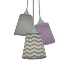 Lustre Pendente Infantil Frufru Lilás e Chevron Cinza