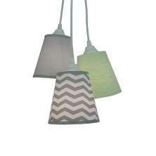 Lustre Pendente Infantil Frufru Verde e Chevron Cinza