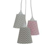 Lustre Pendente Infantil Geométrico Rosa e Cinza