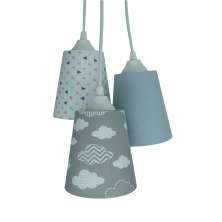 Lustre Pendente Infantil Nuvens Cinza e Rosa