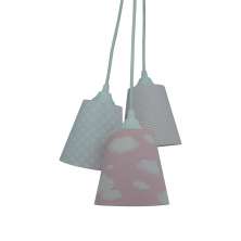 Lustre Pendente Infantil Nuvens Tons De Rosa E Branco