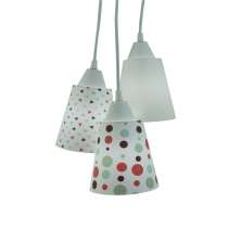 Lustre Pendente Luminária Bebê Cacho Bege com Poás e Triângulos