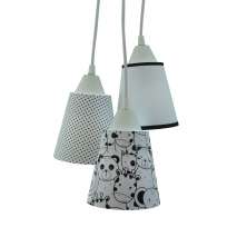 Lustre Pendente Luminária Bebê Zoo Cacho Preto e Branco