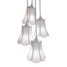 Lustre Pendente Luminária Cacho 4 Cúpulas Paris Linho com Detalhes em Cinza