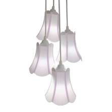Lustre Pendente Luminária Cacho 4 Cúpulas Paris Linho com Detalhes em Lilás
