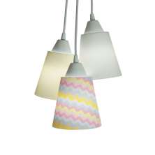 Lustre Pendente Luminária Cacho Bebê Chevron Amarelo e Cinza