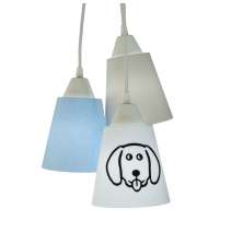Lustre Pendente Luminária Cacho Cachorrinho Branco, Bege e Azul