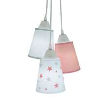 Lustre Pendente Luminária Cacho Estrelinhas Rosa, Cinza e Branco
