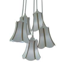 Lustre Pendente Luminária Cacho Paris Linho Branco com Detalhes em Bege