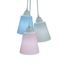 Lustre Pendente Luminária Cacho Quarto Bebê Cinza, Azul e Rosa