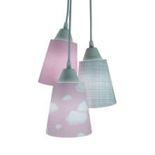 Lustre Pendente Luminária Cacho Quarto de Bebê  Nuvens, Cinza e Branco