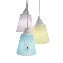 Lustre Pendente Luminária Lhama Rosa, Amarelo e Verde Claro