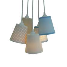 Lustre Pendente Luminária Poás Bege e Azul