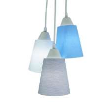 Lustre Pendente Luminária Revestida com Tecido Tons de Azul, Cinza e Branco