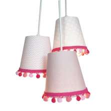 Lustre Pendente Menina Cacho Pompom Tons de Rosa