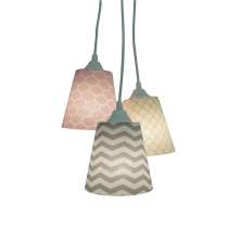 Lustre Pendente Menina Chevron e Colmeia Rosa e Cinza