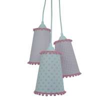 Lustre Pendente Menina Pompons Cor de Rosa