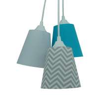Lustre Pendente Quarto Bebê Chevron Cinza e Turquesa