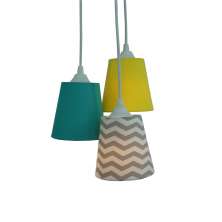 Lustre Pendente Quarto Bebê Chevron Cinza, Verde e Amarelo