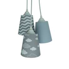 Lustre Pendente Quarto Infantil Nuvens Tons de Cinza